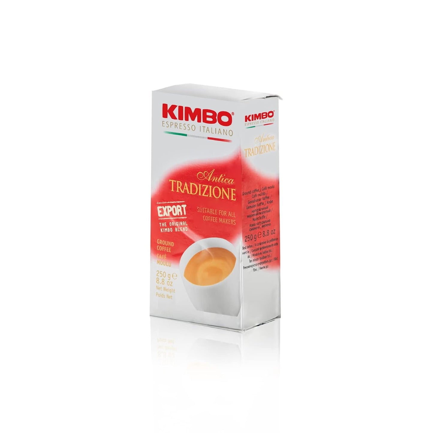 Kimbo Antica Tradizione Ground Coffee - Blended and Roasted in Italy - Extra Dark Roast with a Neapolitan Tradition of Mellow Flavor - 8.8 oz Brick - 1 Case