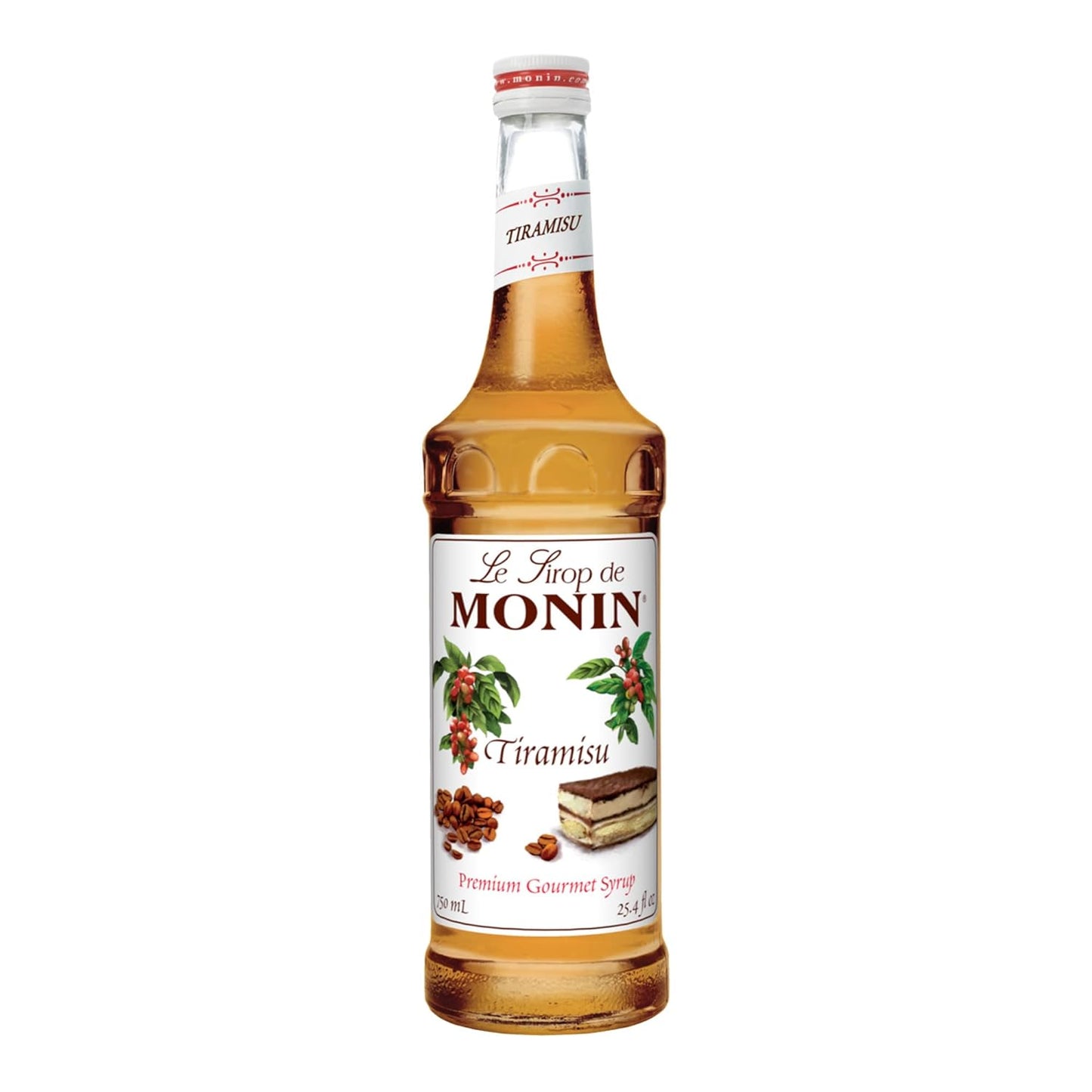 Monin - Tiramisu Syrup, Rich Flavors of Custard, Cocoa, Coffee, & Rum, Great for Hot or Iced Coffee, Dessert Cocktails, & Shakes, Vegan, Non-GMO, Gluten-Free (750 ml) - Case 1