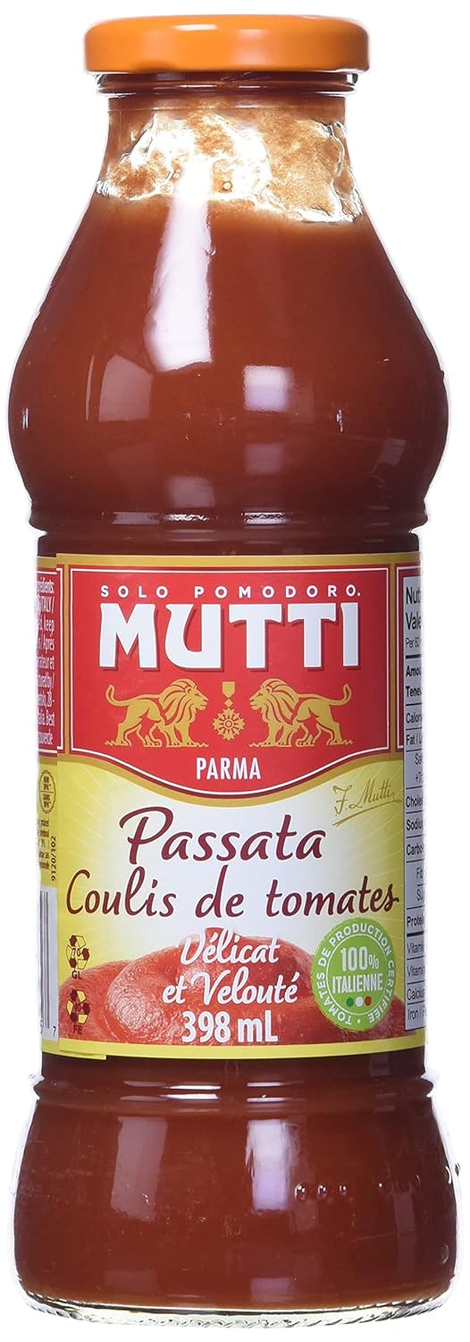 Mutti Tomato Puree (Passata), 14 oz. | Italy’s #1 Brand of Tomatoes | Fresh Taste for Cooking | Canned Tomatoes | Vegan Friendly & Gluten Free | No Additives or Preservatives - 1 Case