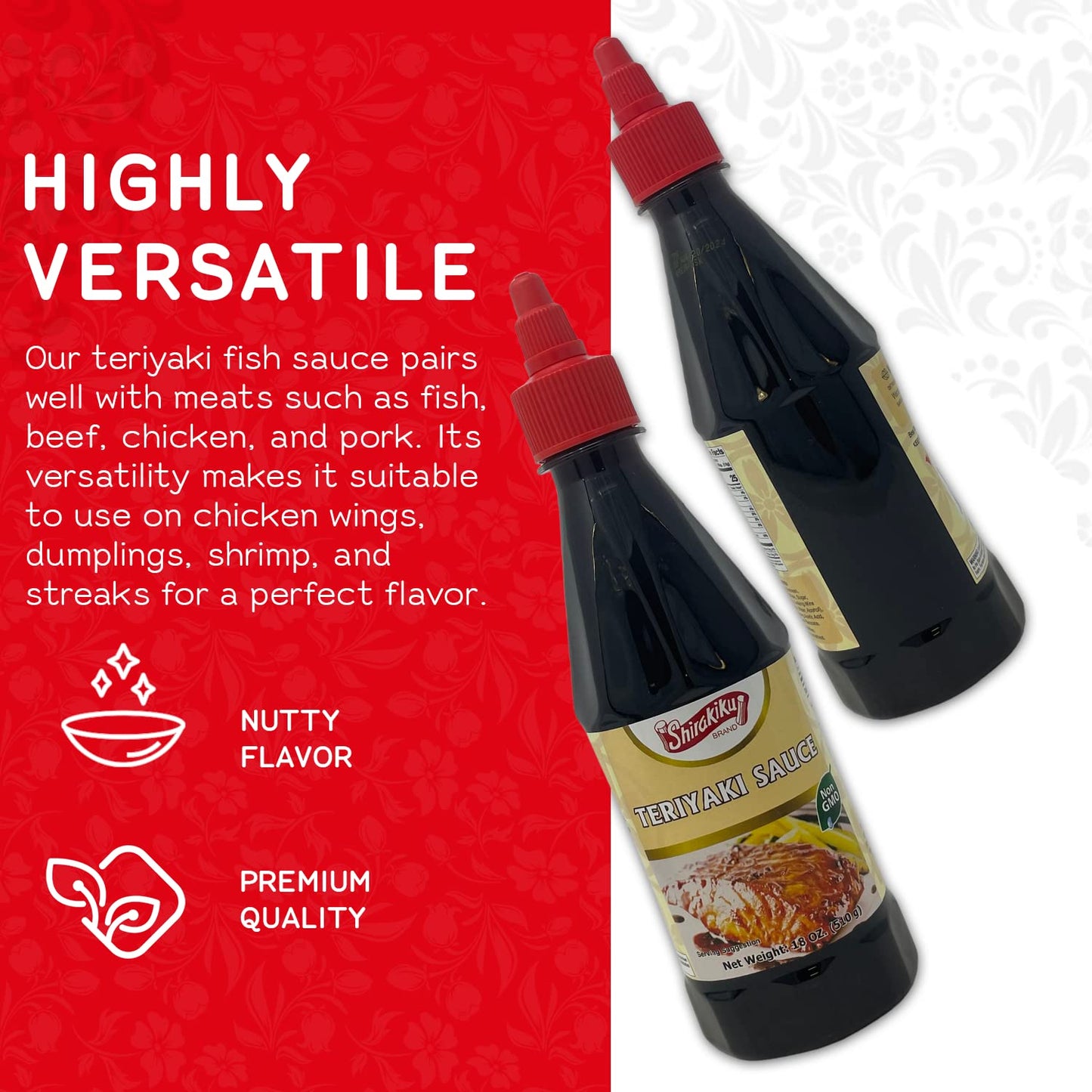Shirakiku Japanese Teriyaki Sauce | šš°ššš & ššš§š š² Non-GMO Barbecue Sauce for Stir Fry, Tofu, and Fish | Perfect for Authentic Asian Cuisine, Squeezable bottle - 18 OZ Case 1