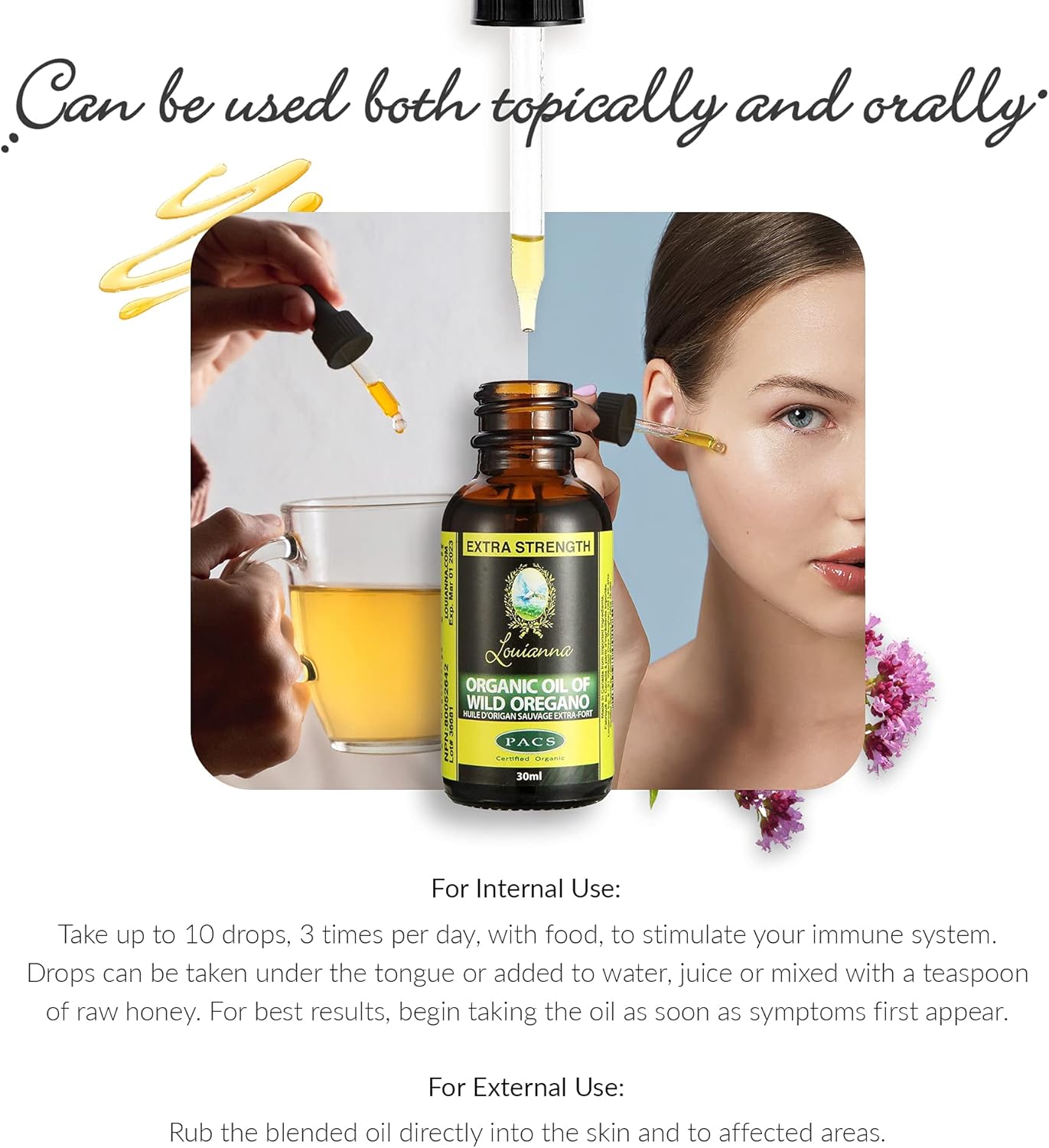 Organic Wild Oregano Oil, Pure Oil of Oregano Drops, Wild Oregano Essential Oil with 80 Percent Carvacrol, Oregano Oil Drops for Oral or Topical Use, 30 mL - Case 1