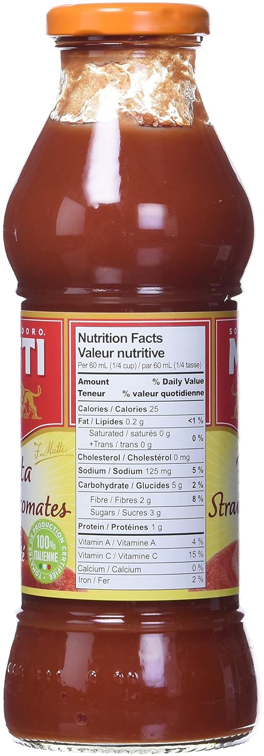 Mutti Tomato Puree (Passata), 14 oz. | Italy’s #1 Brand of Tomatoes | Fresh Taste for Cooking | Canned Tomatoes | Vegan Friendly & Gluten Free | No Additives or Preservatives - 1 Case
