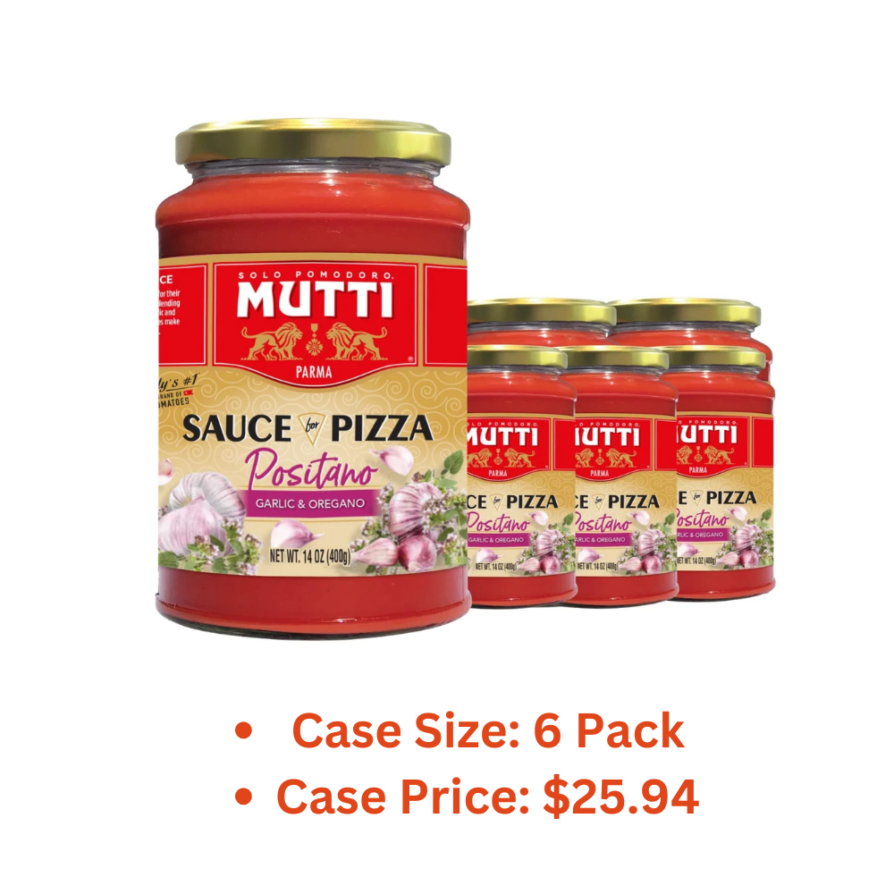 Mutti Positano Sauce for Pizza with Garlic & Oregano, 14 oz. | Italy’s #1 Brand of Tomatoes | Tomato Sauce for Pizza | Vegan Friendly & Gluten Free | No Additives or Preservatives - 1 Case