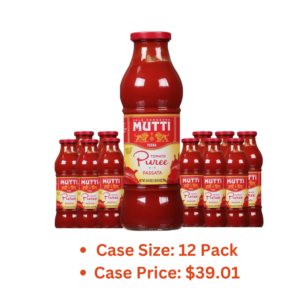 Mutti Tomato Puree (Passata), 24.5 oz. | Italy’s #1 Brand of Tomatoes | Fresh Taste for Cooking | Canned Tomatoes | Vegan Friendly & Gluten Free | No Additives or Preservatives - 1 Case