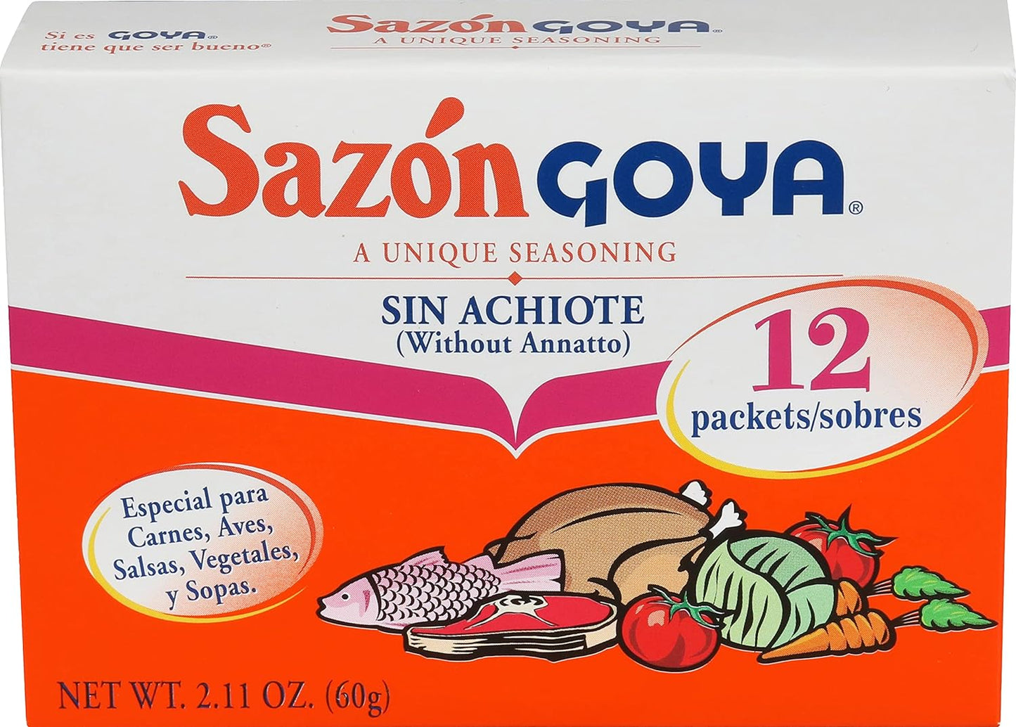 Goya Sazón Seasoning Without Annatto, 2.11 Ounce - Case 1