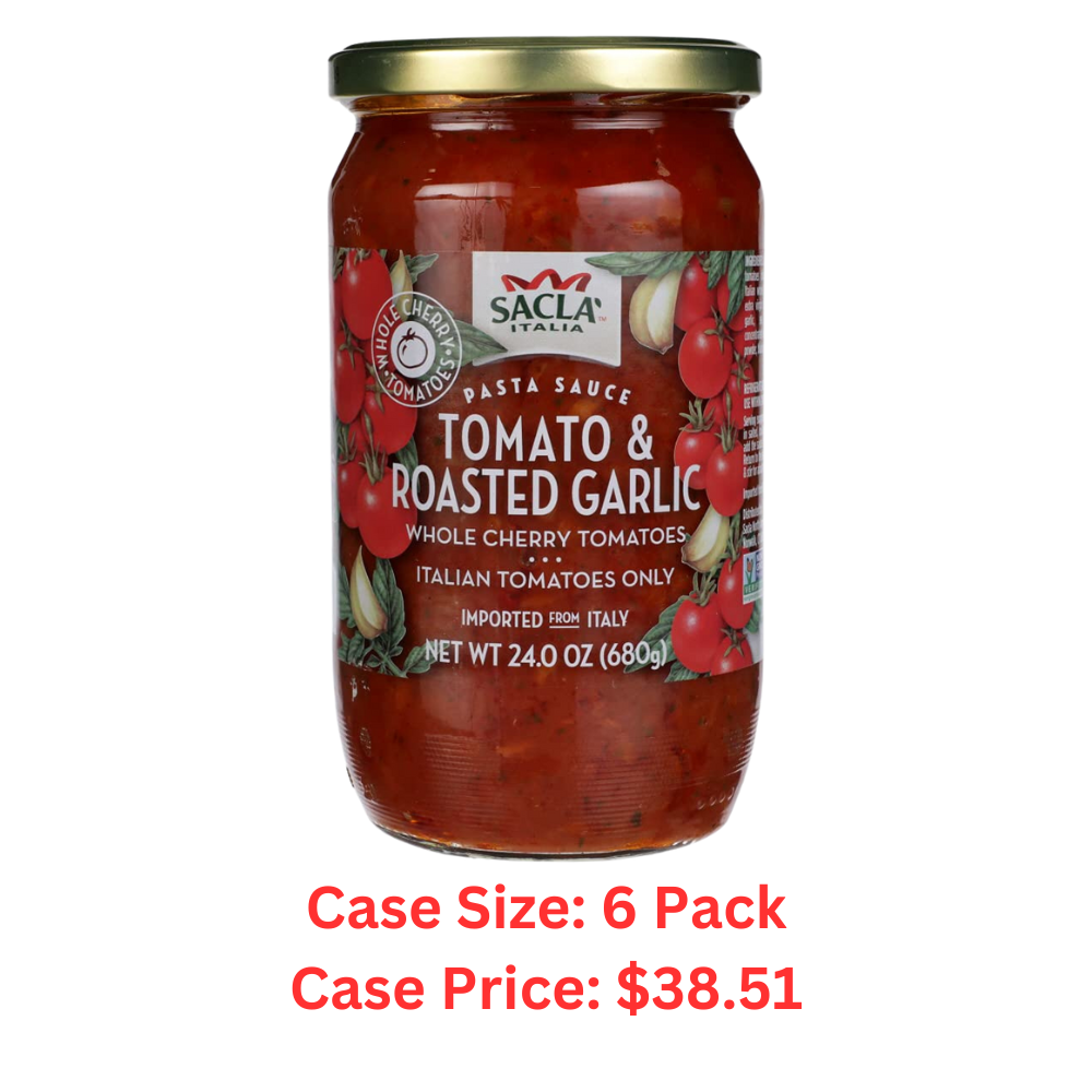 All Natural Whole Cherry Tomato and Roasted Garlic Pasta Sauce NON GMO. Imported From Italy - Case 1