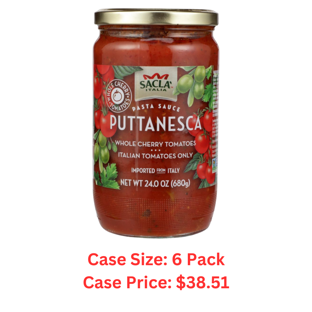 Puttanesca Pasta Sauce, Whole Cherry Italian Tomatoes, Imported From Italy, Net Wt 23.6 OZ (680g) - Case 1