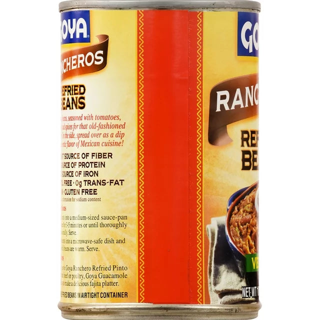 GOYA Rancheros Refried Pinto Beans Vegan 16 Oz - Case 1