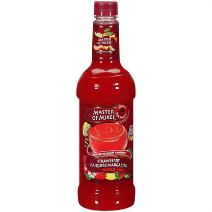 Master of Mixes Strawberry Daiquiri/Margarita Mixer Ready To Use, 1 Liter Plastic Bottle, Shelf-Stable - Case 1