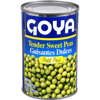 Goya Tender Sweet Peas, Canned Vegetables, 15 oz - Case 1