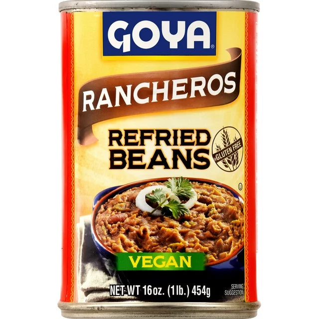 GOYA Rancheros Refried Pinto Beans Vegan 16 Oz - Case 1