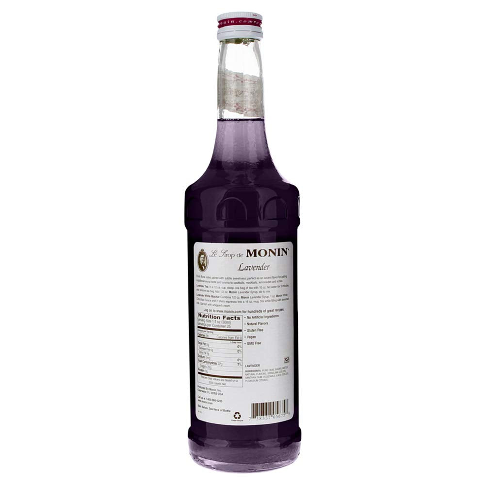 Monin - Lavender Syrup, Aromatic and Floral, Natural Flavors, Great for Cocktails, Lemonades, and Sodas, Non-GMO, Gluten-Free (1 Liter) - Case 1