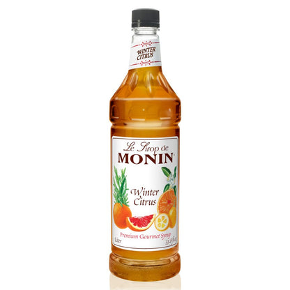 Monin - Winter Citrus Syrup, Blend of Citrus, Honey, & Herbs, Great for Iced Tea, Winter Cocktails, and Sparkling Ciders, Gluten-Free, Vegan, Non-GMO, PET Bottle (1 Liter) - Case 1