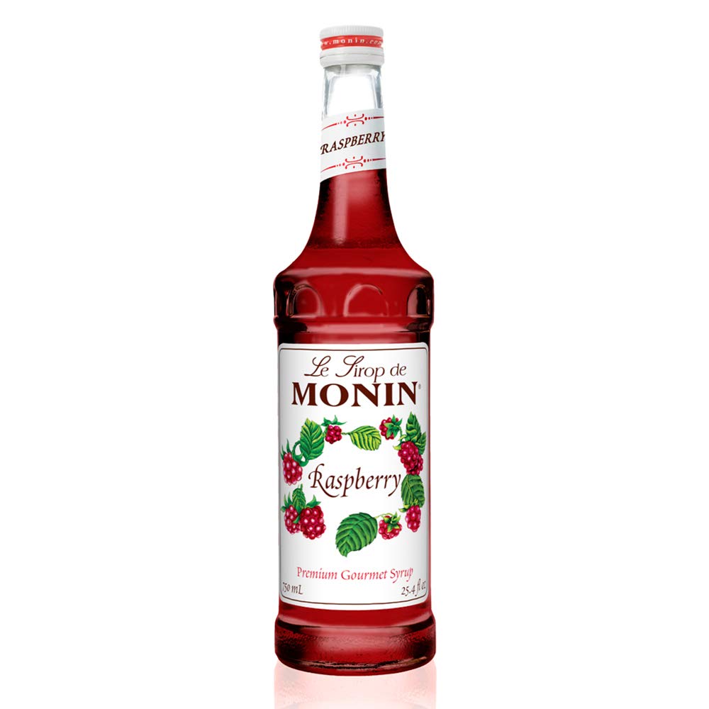 Monin - Raspberry Syrup, Sweet and Tart, Great for Cocktails and Lemonades, Gluten-Free, Non-GMO (750 ml) - Case 1