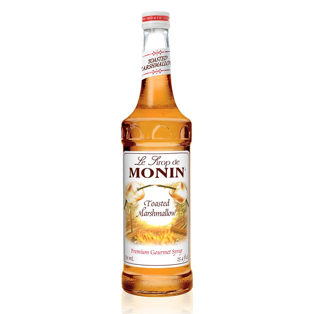 Monin - Toasted Marshmallow Syrup, Flavor of Campfire Treats, Natural Flavors, Great for Mochas, Shakes, Cocoas and Cocktails, Non-GMO, Gluten-Free (750 ml) - Case 1