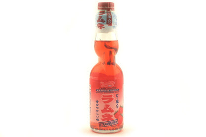 Shirakiku Ramune Carbonated Soft Drink Soda 200 ml - Strawberry (200 ml) - Case 1