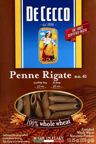 De Cecco Penne Rigate Whole Wheat, 13.25 oz Case 1