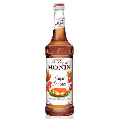 Monin - Maple Pancake Syrup, Sweet Maple Flavor, Great for Lattes, Iced Coffees, and Shakes, Gluten-Free, Vegan, Non-GMO, Glass Bottle (750 ml) - Case 1