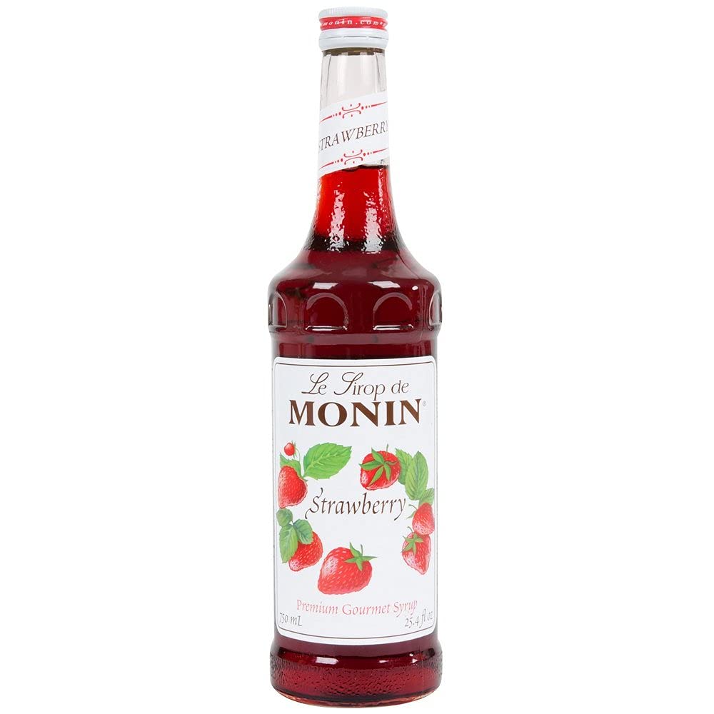 Monin - Strawberry Syrup, Mild and Sweet, Great for Cocktails and Teas, Gluten-Free, Non-GMO (750 ml) - Case 1