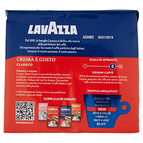 Lavazza Crema e Gusto Classico,2 Brick of 250 Gr Each - 1 Case