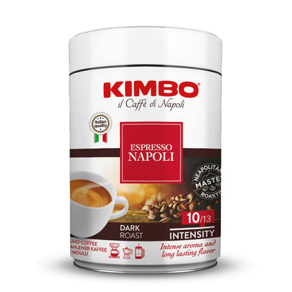 Kimbo Napoli - 250g Tin for Rich, Bold and Flavorful Italian Espresso, Made in Italy - 1 Case