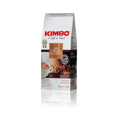 Kimbo Caffe Crema Classico Whole Bean Coffee - Blended and Roasted in Italy - Light Roast with Intense Flavor and Round Body - 2.2 lbs Bag - 1 Case