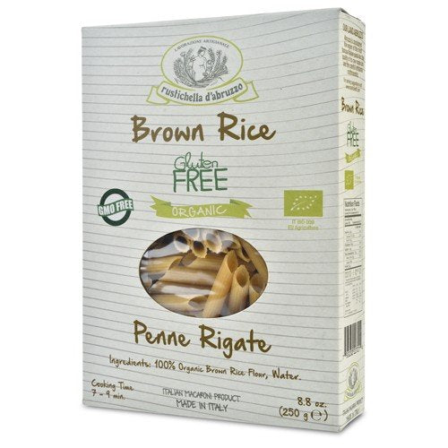 Rustichella d'Abruzzo Organic Gluten Free Brown Rice Penne Rigate - 8.8 oz - Case 1