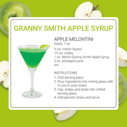 Monin - Granny Smith Apple Syrup, Tart and Sweet, Great for Cocktails and Lemonades, Gluten-Free, Non-GMO (750 ml) - Case 1