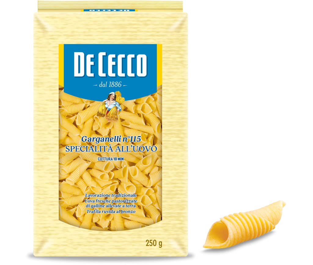 De Cecco Egg Macaroni Pasta Garganelli, 8.8 OZ (250 g) Case 1