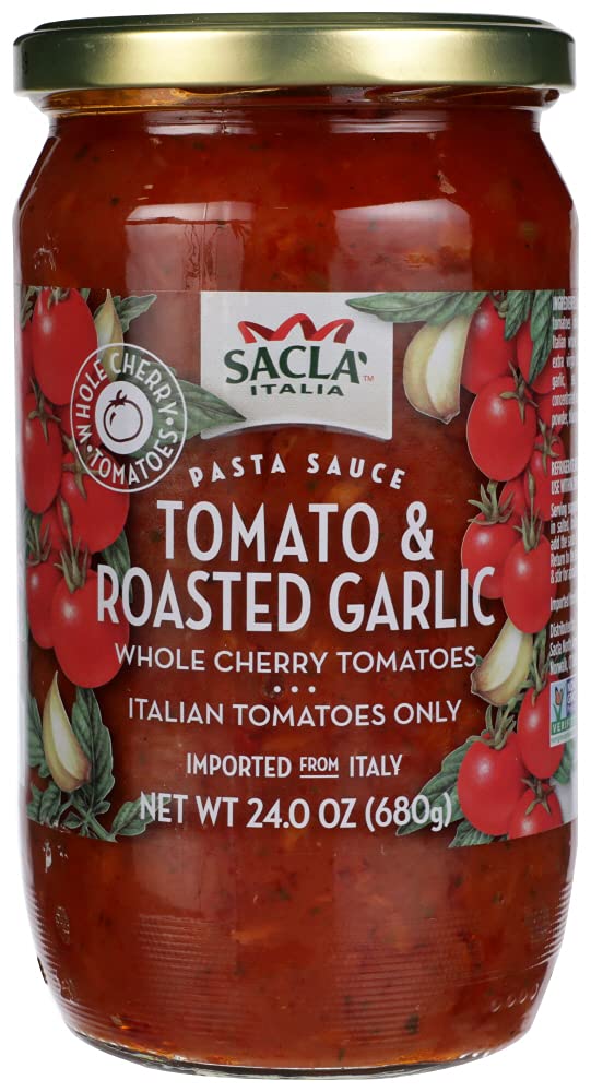 All Natural Whole Cherry Tomato and Roasted Garlic Pasta Sauce NON GMO. Imported From Italy - Case 1