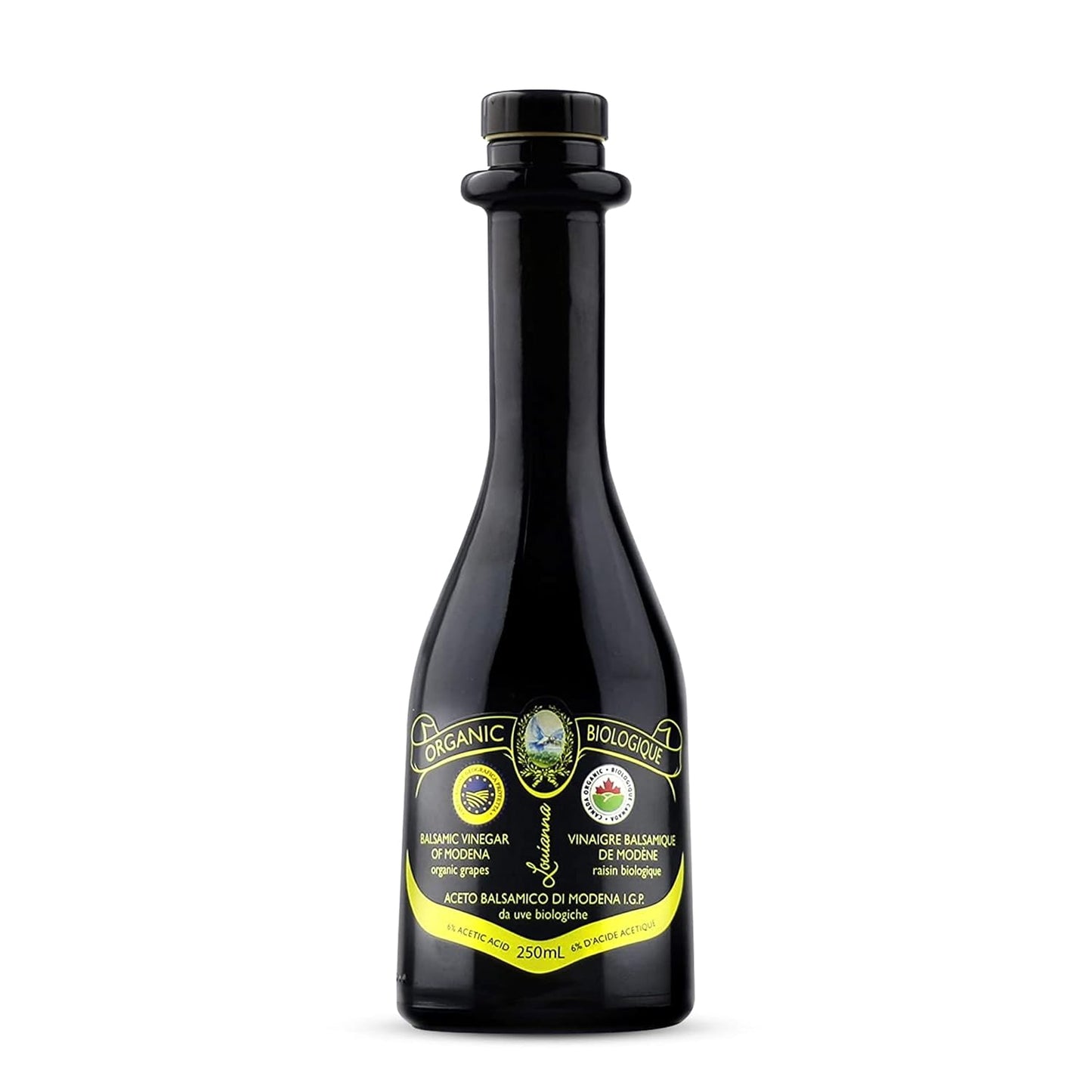 Louianna - Organic Balsamic Vinegar of Modena, High Polyphenol Balsamic Vinegar Dressing, Aged Red Wine Vinegar Made of Trebbiano Grapes, 250 mL - Case 1