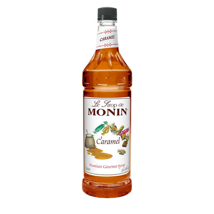 Monin - Caramel Syrup, Rich and Buttery, Great for Desserts, Coffee, and Cocktails, Gluten-Free, Non-GMO (1 Liter) - Case 1