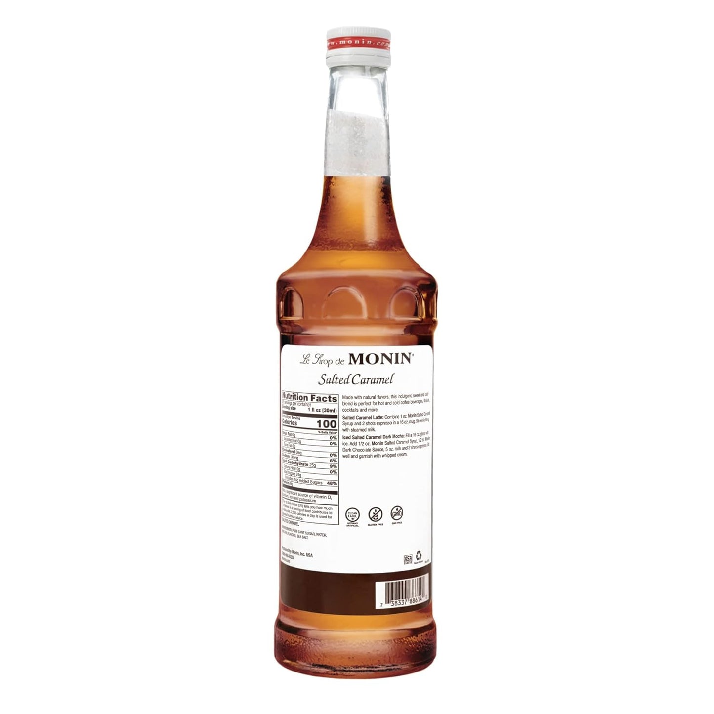 Monin - Salted Caramel Syrup, Natural Flavors, Great for Mochas, Lattes, Smoothies, Shakes, and Cocktails, Non-GMO, Gluten-Free (750 ml) - Case 1