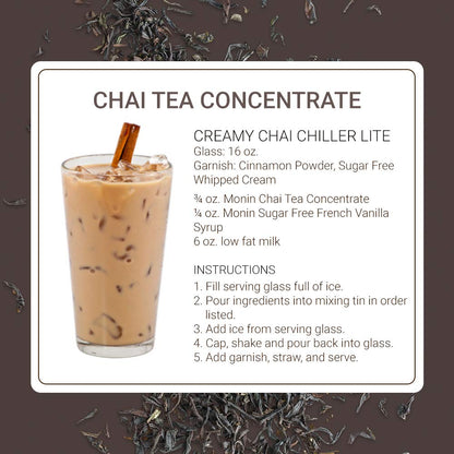 Monin - Chai Tea Concentrate, Spiced Green Tea Flavor, Natural Flavors, Great for Spiced Chai Teas, Coffee Drinks, Dessert Cocktails, and Other Culinary Creations, Non-GMO, Gluten-Free (1 Liter) - Case 1