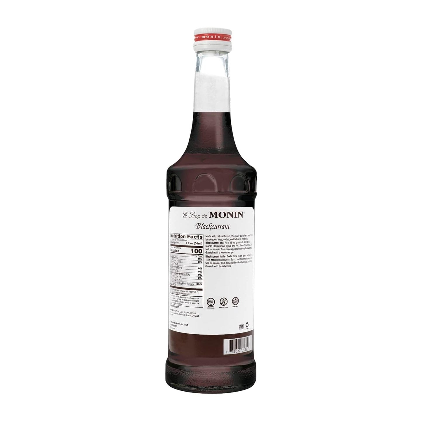 Monin Premium Gourmet Blackcurrant Syrup 750ml Bottle (black currant) - Case 1