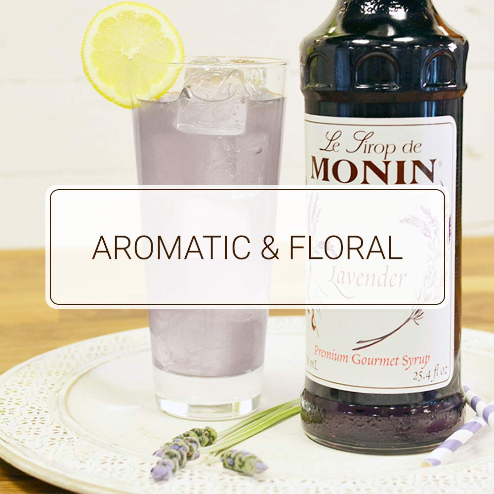 Monin - Lavender Syrup, Aromatic and Floral, Natural Flavors, Great for Cocktails, Lemonades, and Sodas, Non-GMO, Gluten-Free (1 Liter) - Case 1