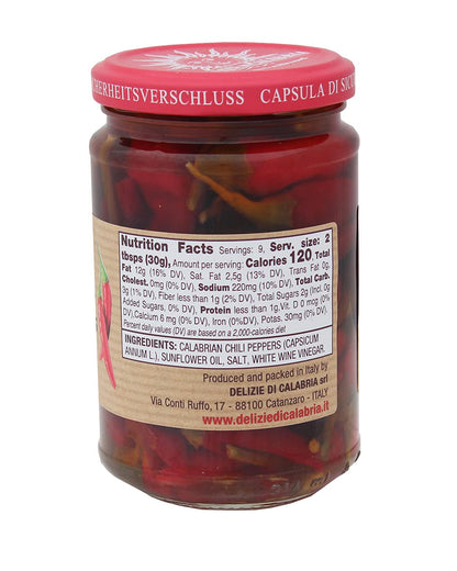 Whole Calabrian Long Peppers in Oil, 9.87oz (280g) - 1 Case