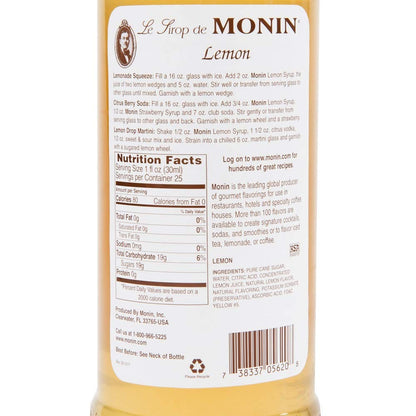 Monin Lemon Syrup 750ml (25.4oz) - Case 1