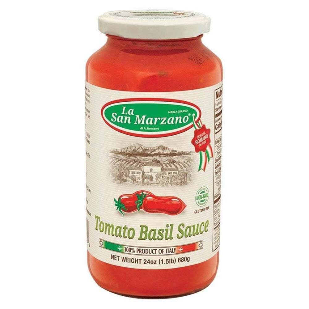 La San Marzano 313295 Tomato & Basil Sauce44; 24 fl. oz - 1 Case