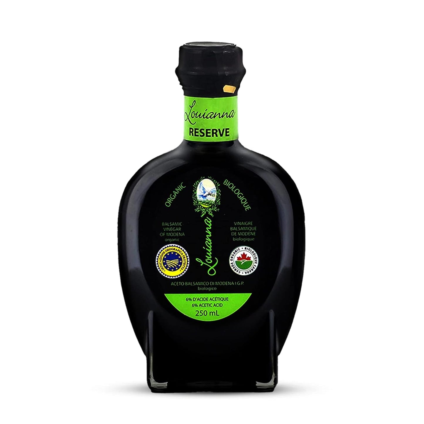 Louianna - Organic Balsamic Vinegar of Modena, High Polyphenol Aged Balsamic Vinegar, Aromatic Vinegar Made of Trebbiano Grapes, With Igp Recognition, 250 mL - Case 1