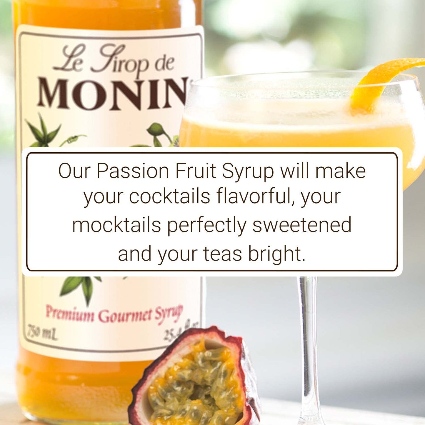 Monin - Passion Fruit Syrup, Sweet Tropical Flavors, Great for Teas, Sodas, & Cocktails, Natural Flavors, No Artificial Sweeteners or Ingredients, Gluten-Free, Vegan, Non-GMO, Clean Label (750ml) - Case 1