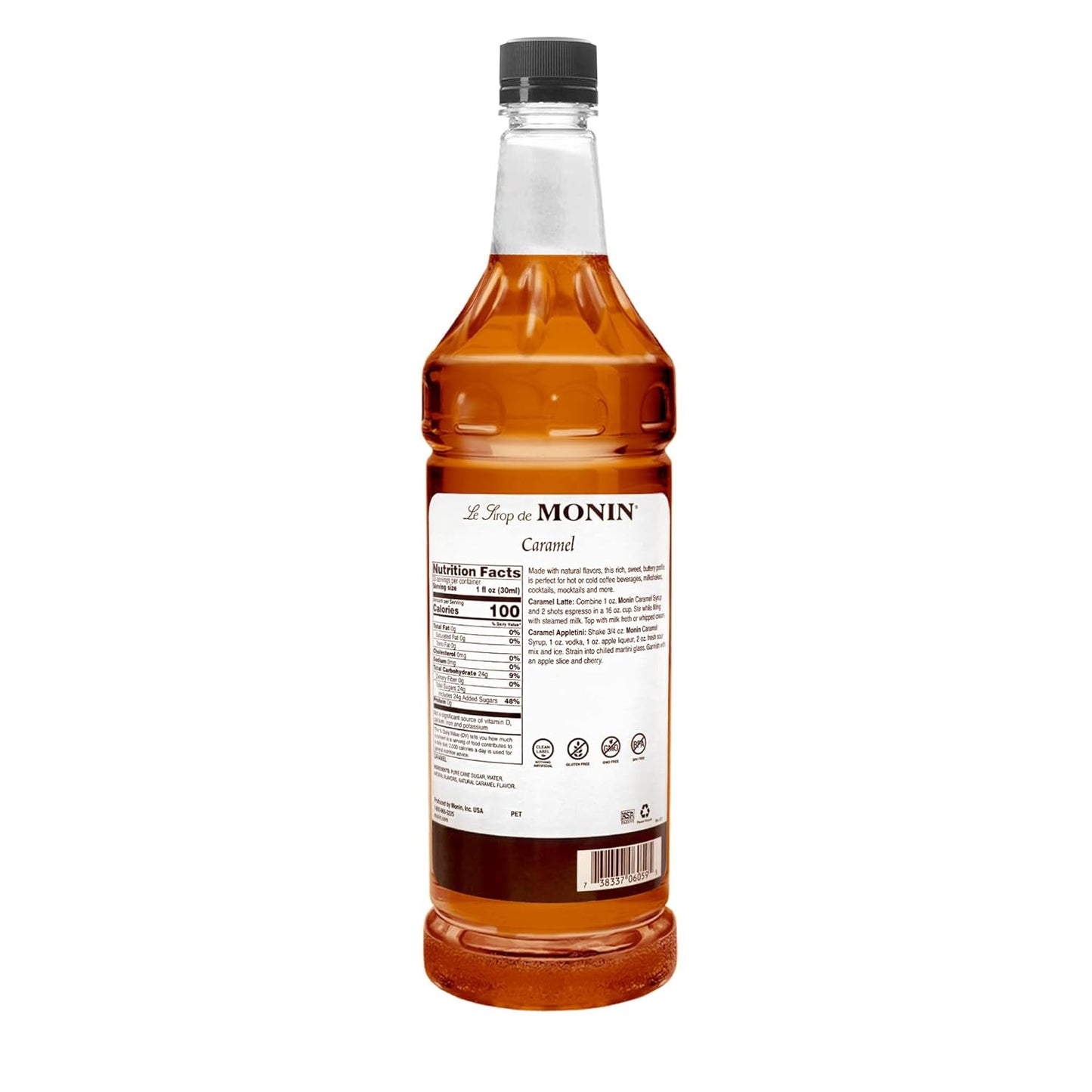 Monin - Caramel Syrup, Rich and Buttery, Great for Desserts, Coffee, and Cocktails, Gluten-Free, Non-GMO (1 Liter) - Case 1