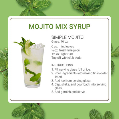 Monin - Mojito Mix Syrup, Sweet Herbal Mint Flavor, Great for Frozen Cocktails, Mocktails, & Delicious Desserts, Gluten-Free, Vegan, Non-GMO (750 ml) - Case 1