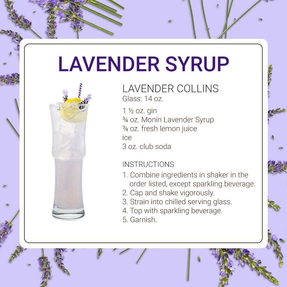 Monin - Lavender Syrup, Aromatic and Floral, Natural Flavors, Great for Cocktails, Lemonades, and Sodas, Non-GMO, Gluten-Free (750 ml) - Case 1