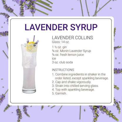 Monin - Lavender Syrup, Aromatic and Floral, Natural Flavors, Great for Cocktails, Lemonades, and Sodas, Non-GMO, Gluten-Free (750 ml) - Case 1