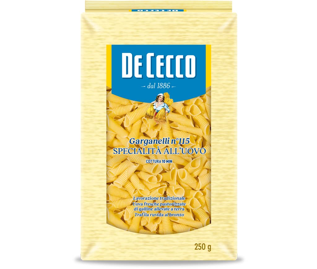 De Cecco Egg Macaroni Pasta Garganelli, 8.8 OZ (250 g) Case 1