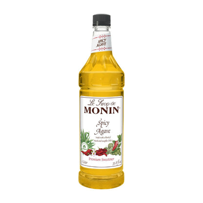 Monin - Spicy Agave Sweetener, Made with Organic Agave Nectar, Great for Margaritas, Ranch Waters, Lemonades, & Specialty Cocktails, No Artificial Ingredients, Gluten-Free, Non-GMO (1 Liter) - Case 1