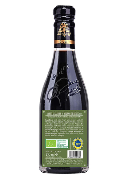 Giuseppe Giusti Organic Italian Balsamic Vinegar of Modena, Italy (Aged 12yr) - IGP Certified, Gourmet Aged Vinegar - Aceto Balsamico di Modena Biologico - 1 Case