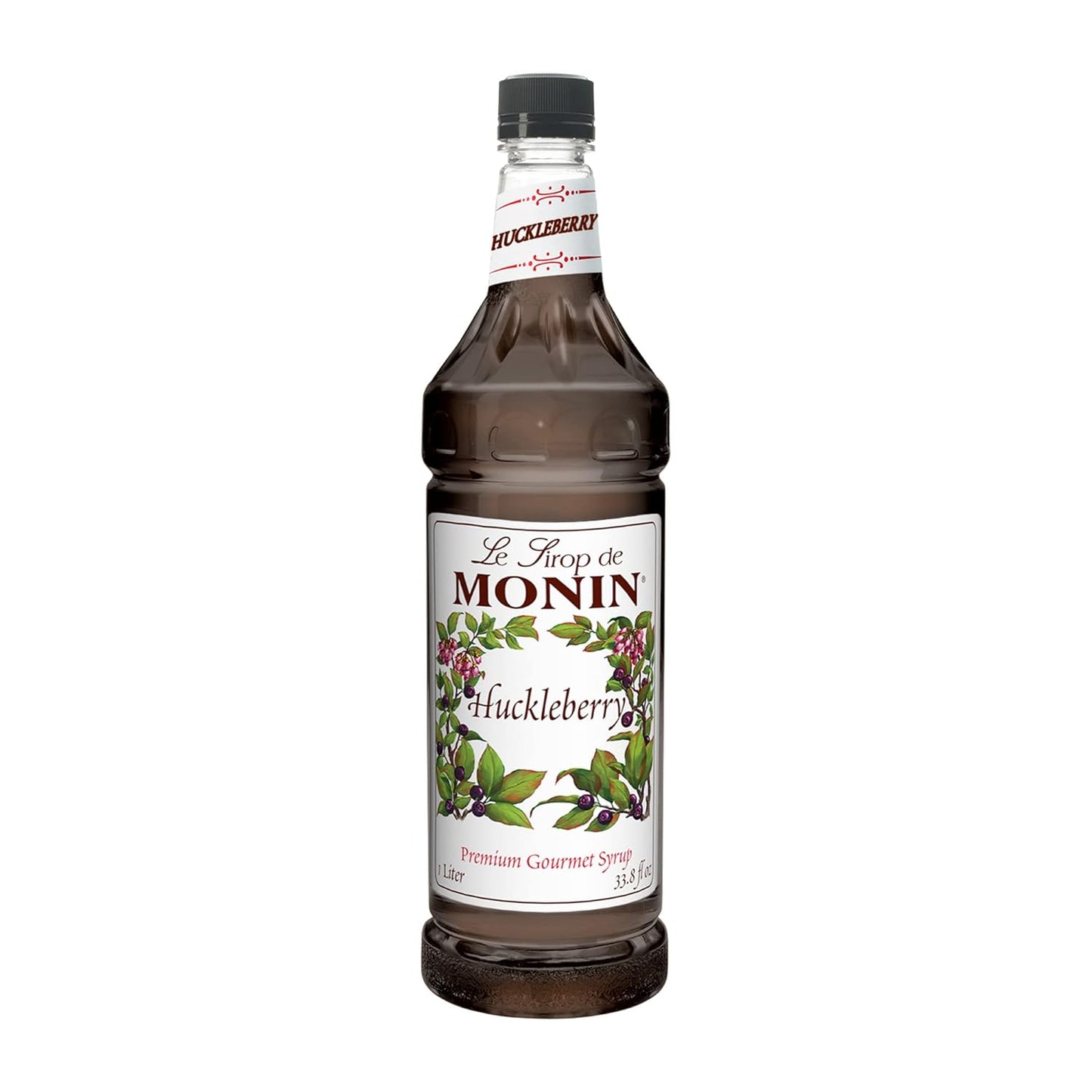 Monin Flavored Syrup,Huckleberry, 33.8-Ounce Plastic Bottle (1 Liter) - Case 1