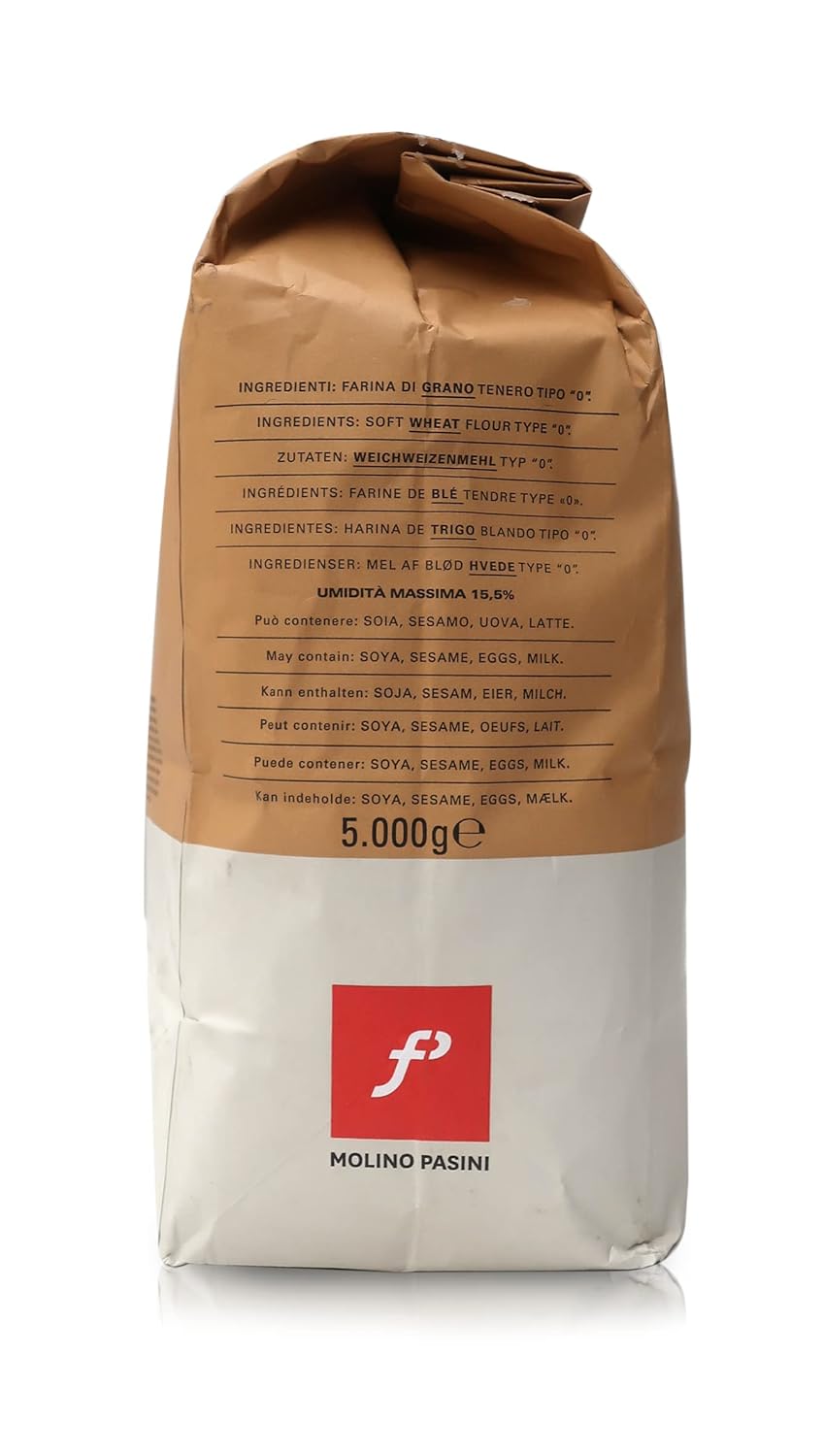 Molino Pasini Soft Wheat Flour Type "0", Ideal for Pizza, Bread and Pastries, 5 Kg / 11 Lb - 1 Case